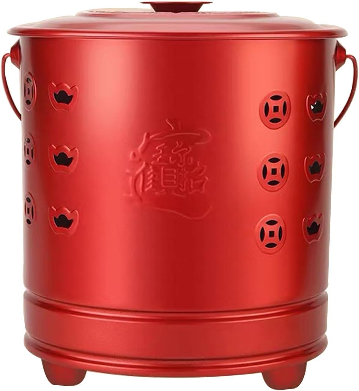 Burn Barrel for Outside, Metal Garden Incinerator, Portable Fire Pit, for Outside Burning Trash, Balcony, Wood, Bonfire Camping, Deck(Red,48cm/19in)
