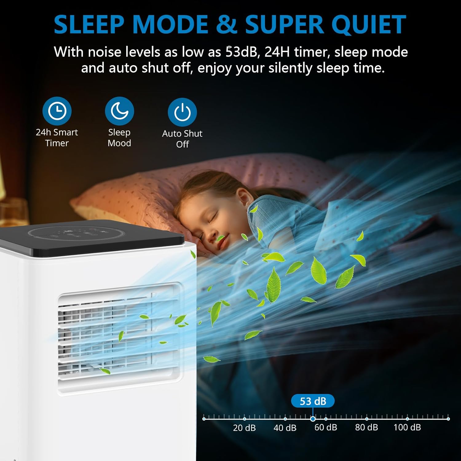 8000 BTU Portable Air Conditioner with Dehumidifier and Remote Control, AC for Apartment, Bedroom, Medium Rooms up to 350 Sq. Ft. in White