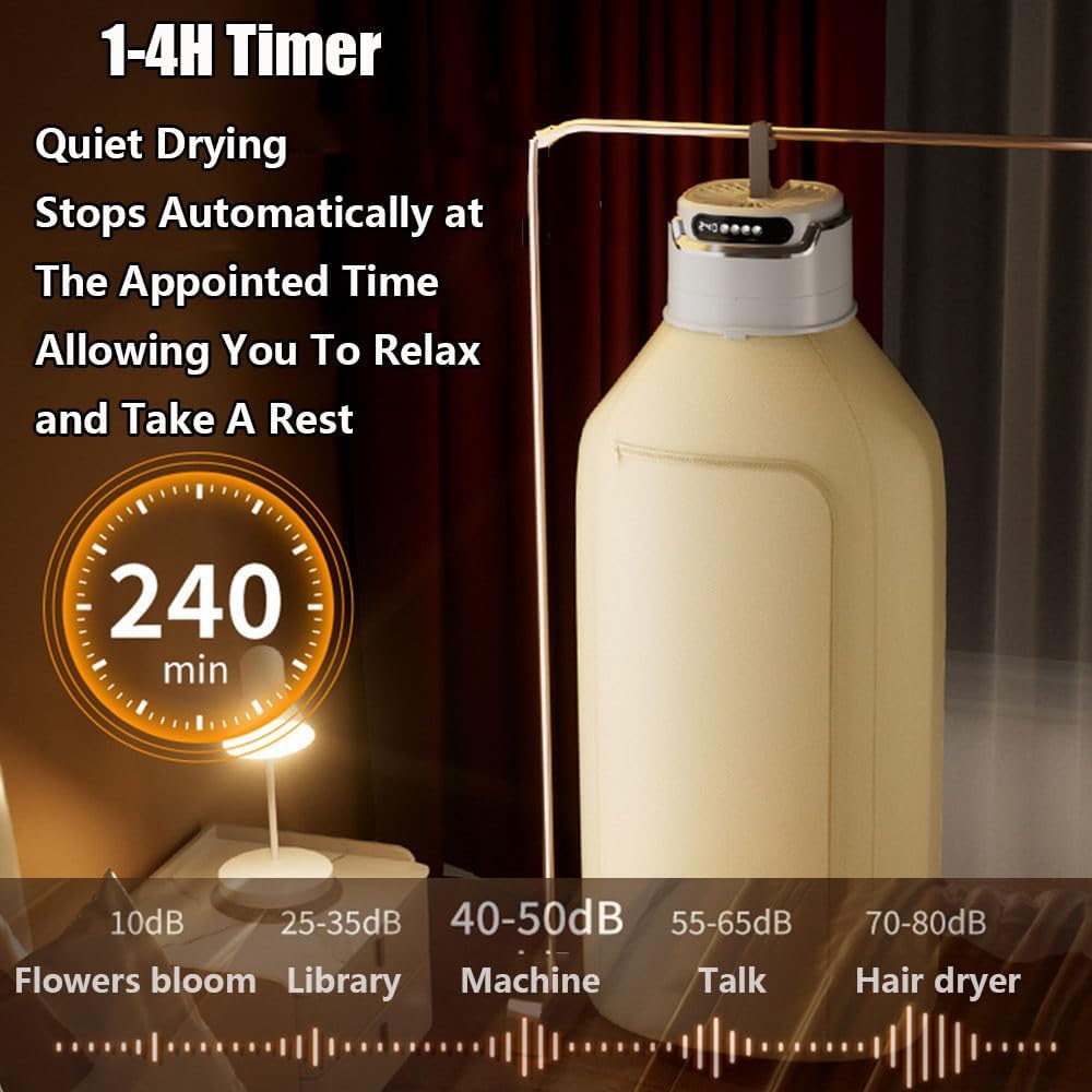 600w Portable Clothes Dryer, Electric Laundry Dryer Machine With Dryer Bag, Travel Mini Dryer For Clothes, Portable Dryer Machine For Clothes, Dryer With Timer, For Travel, Rv, Home,Black