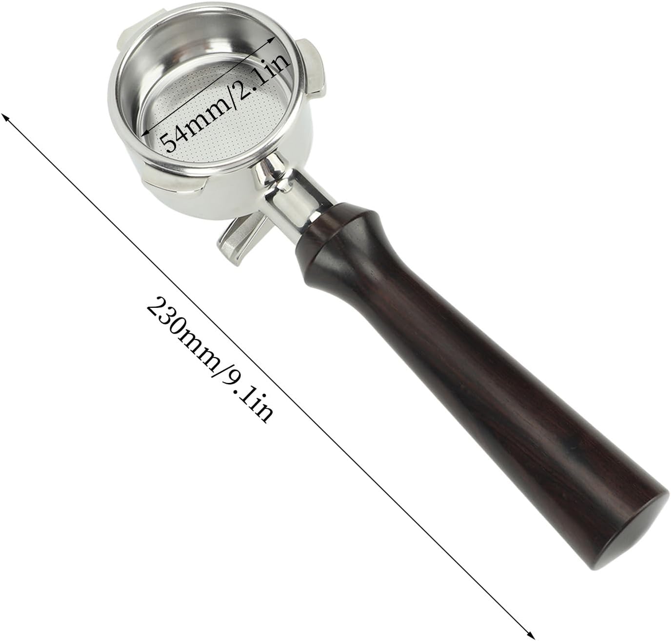 Stainless Steel Coffee Portafilter, Solid Double Spouts Basket Portafilter, Exquisite Portafilter with Wood Handle for most Coffee Machines (F Sandalwood)