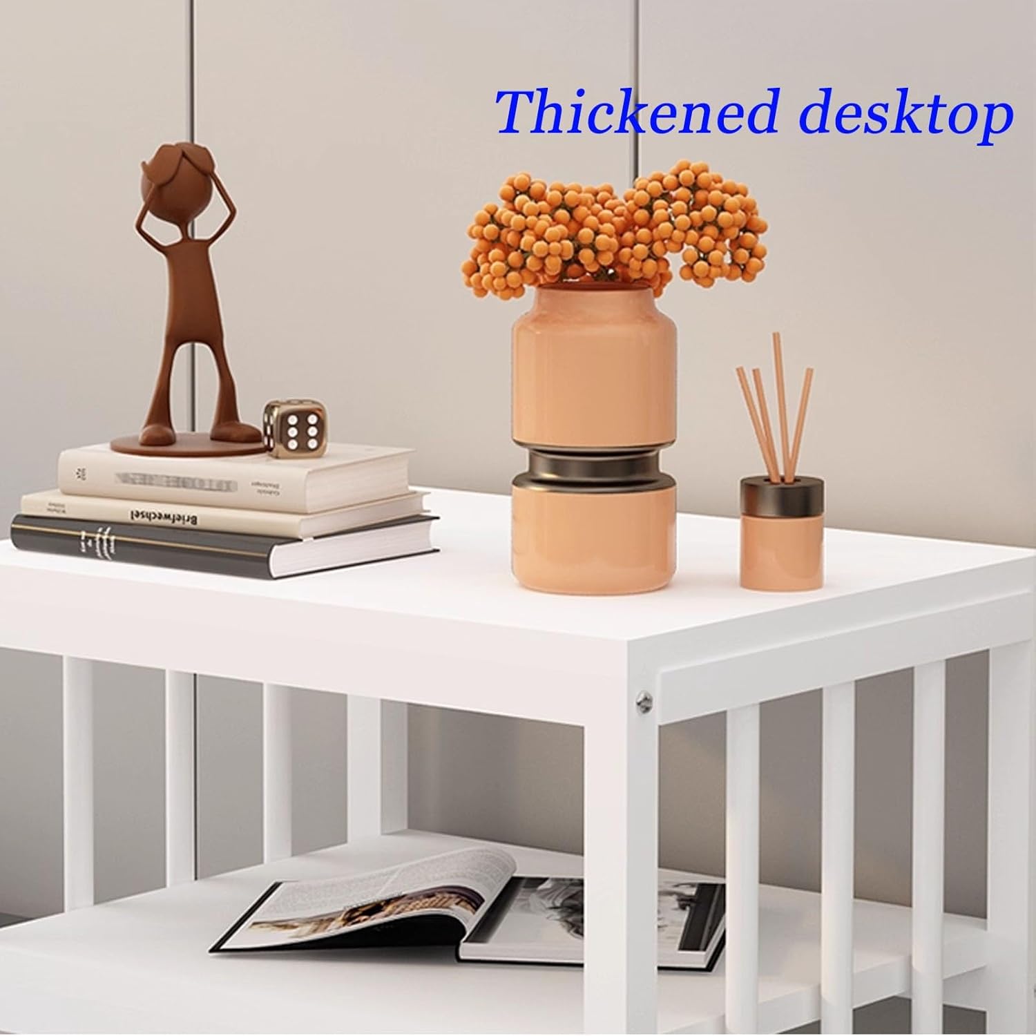 JKGHK Sweeping Robot Storage Stand Rack, 2-Tier Storage Robot Vacuum Stand Cabinet, Storage Cabinet with Foot Pad, Hidden Side Table Cabinet for Sweeping Robots(Natural)