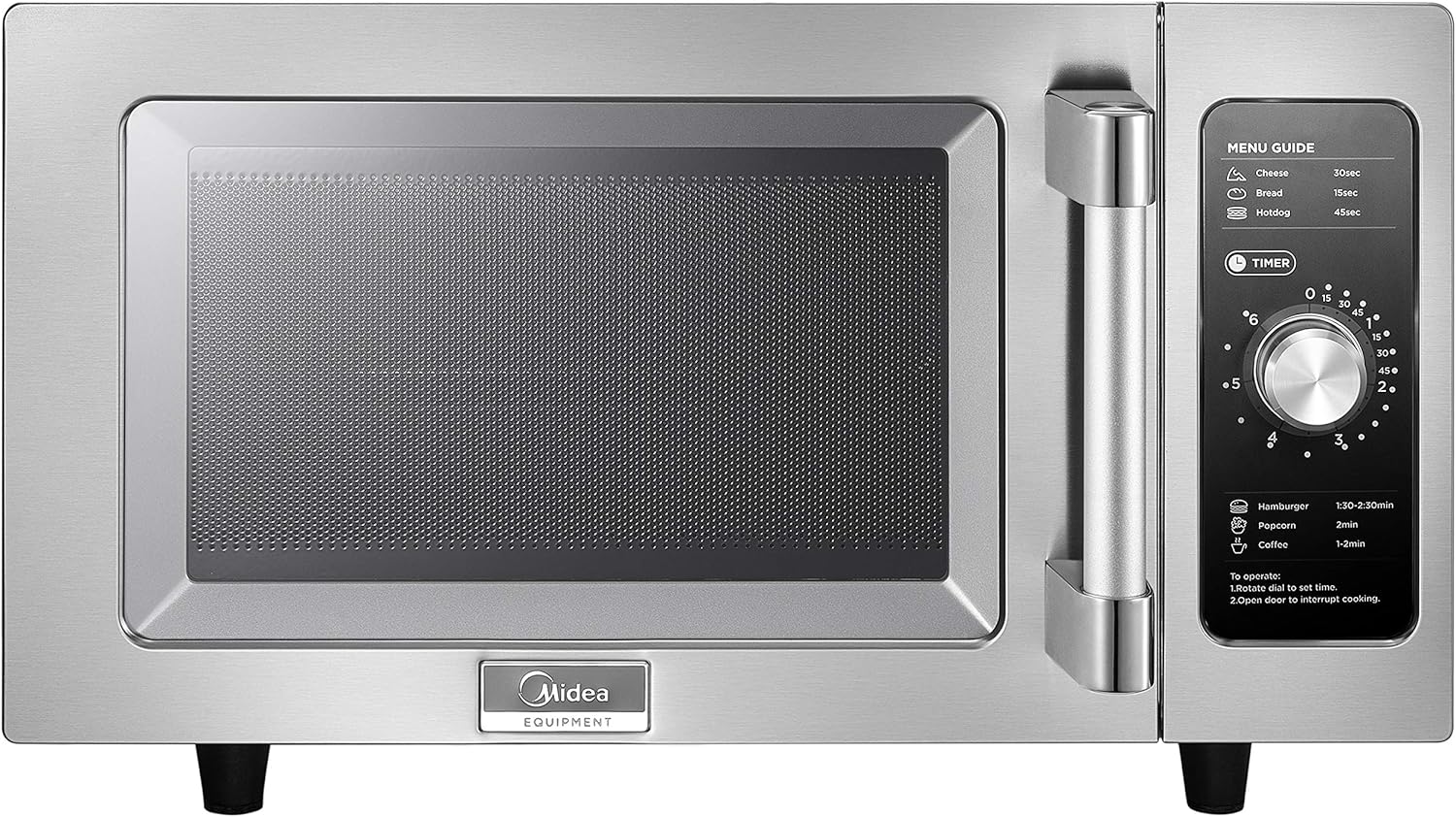 Midea Equipment 1025F0A Countertop Commercial Microwave Oven with Dial, 1000W, Stainless Steel, .9 CuFt