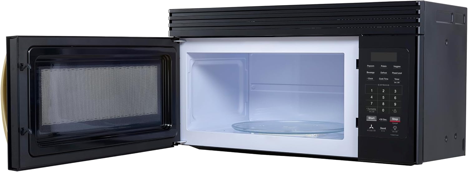 FORNO Scalo 30-Inch Over-the-Range Microwave, 1.6 cu.ft – White Finish with Antique Brass Accents – 300 CFM Ventilation, Touch Control Panel, LED Interior Lighting – FOTR3007-30BLK