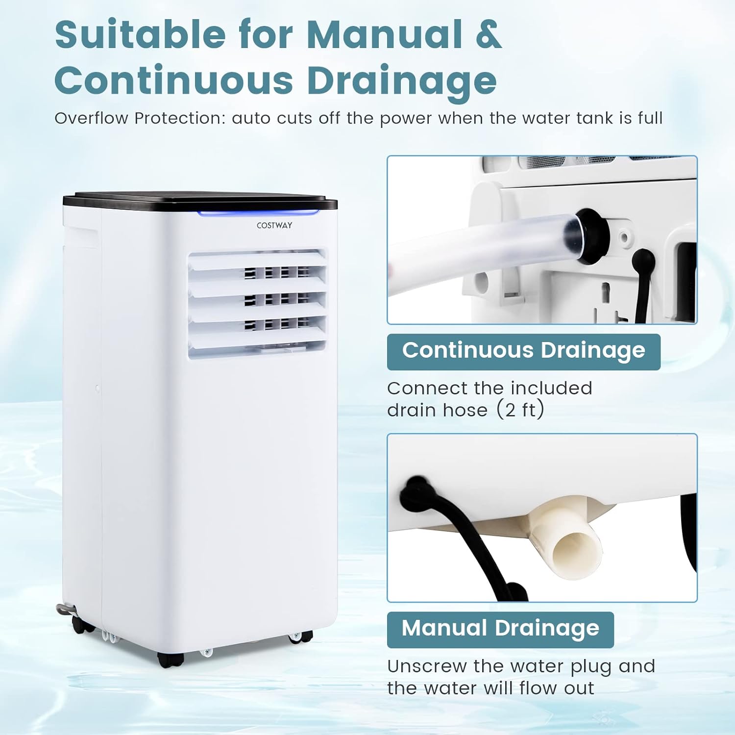 COSTWAY Portable Air Conditioners, 10000 BTU Portable AC Unit for Room up to 400 Sq.Ft with Cool, Fan, Dry & Sleep Mode, Timer, Remote Control & Window Vent Kit, 3-in-1 Portable AC for Bedroom, Office