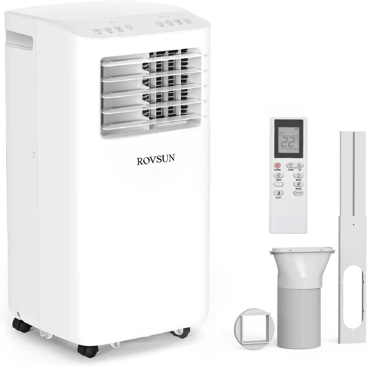 ROVSUN 10000 BTU Portable Air Conditioner with Remote Control, 3-in-1 Room AC Unit, Fan & Dehumidifier with Digital Display, 24H Timer & Installation Kits for Home Office Dorm