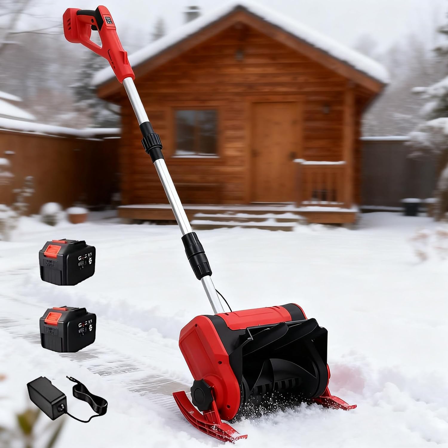 20V Cordless Snow Shovel, 13'' Brushless Electric Snow Blower with 4Ah Batteries & Fast Charger Included, Lightweight Battery-Powered Snow Thrower for Driveway & Sidewalk