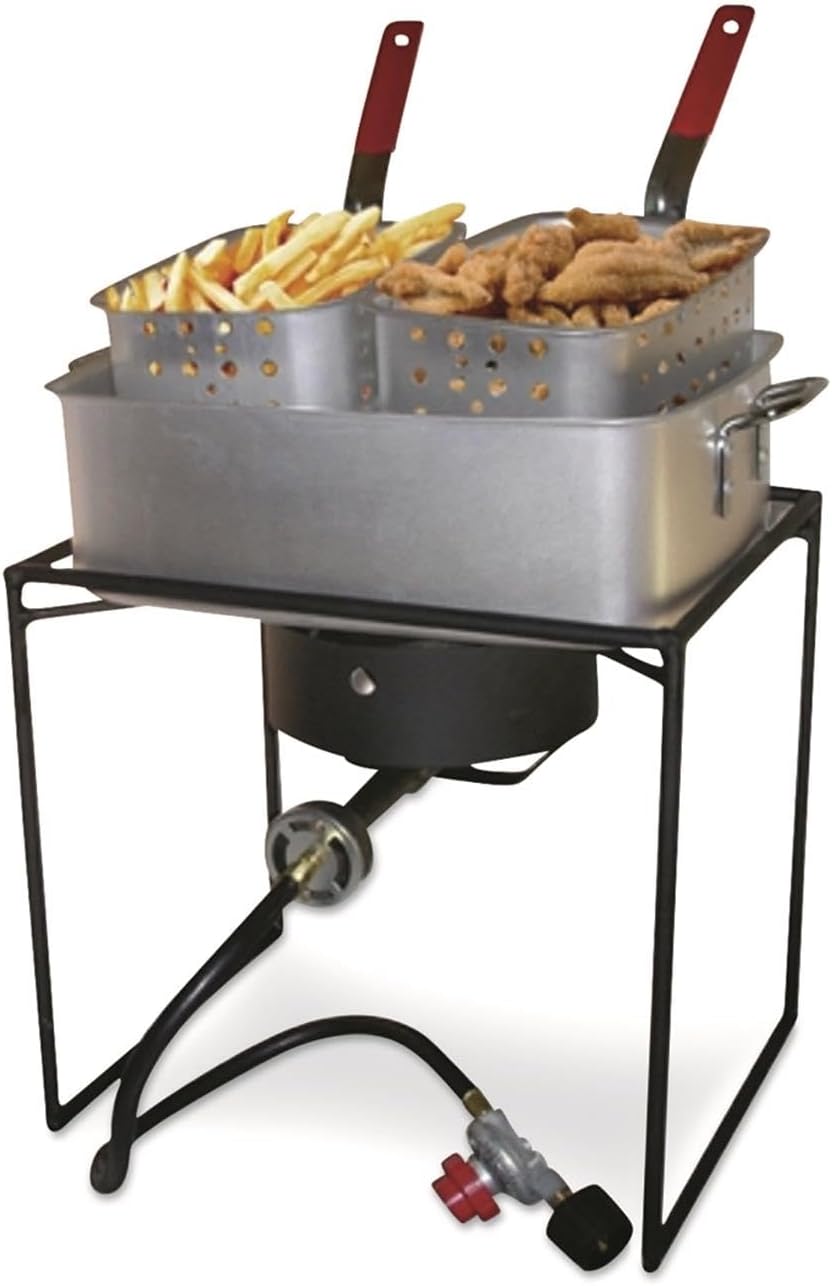 King Kooker 1618 16-Inch Propane Outdoor Cooker with Aluminum Pan and 2 Frying Baskets, Multicolor