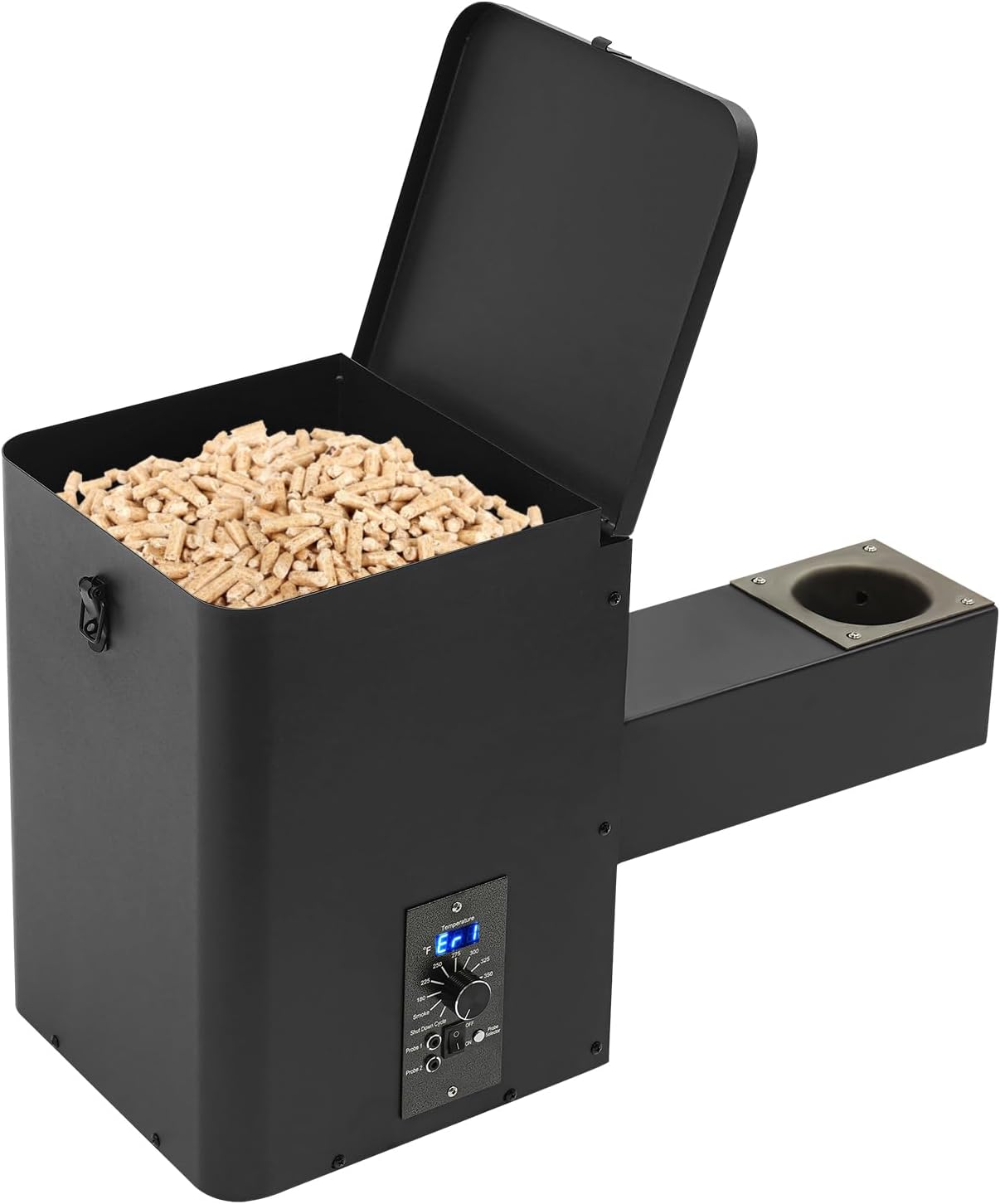 Pellet Smoker Hopper Assembly KitElectric Wood Pellet Smoker Grill Part with Digital Temperature ControllerPellet Hopper Conversion Kit,N