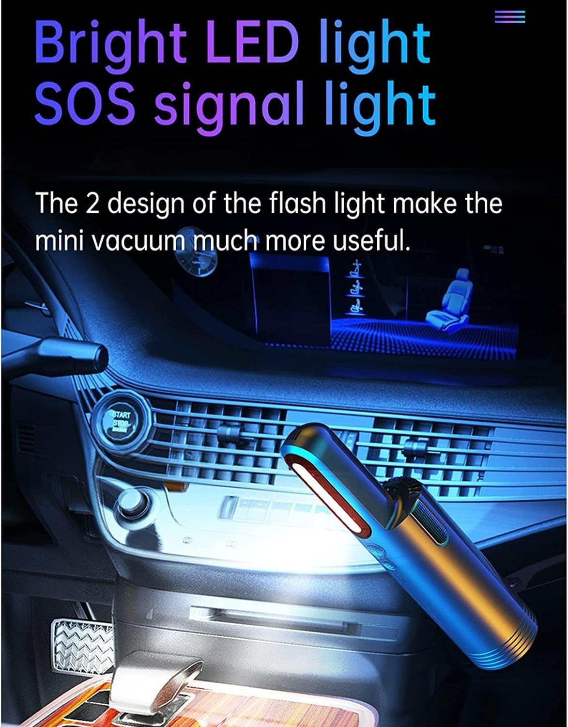 Car Vacuum Cleaner, 6000PA Handheld Vacuum Cordless Car Vacuum, Portable Cordless Handheld Vacuums with with LED for Home Car Office