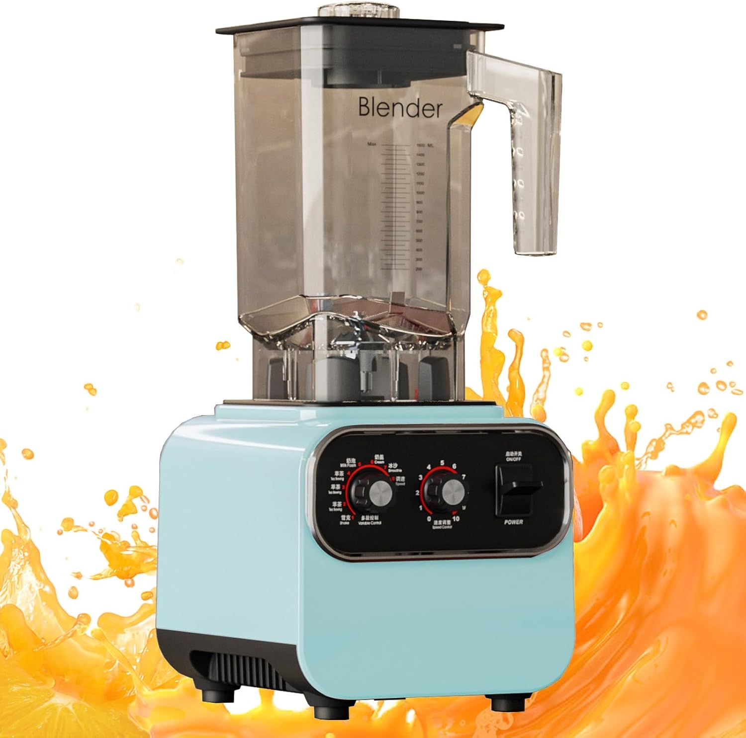 Professional Professional Blender 1600W, 2L BPA-Free Pot, High Speed Blenders for Shakes and Smoothies, Variable Speed, Self-Cleaning (Colour: Blue, Size : 110V)