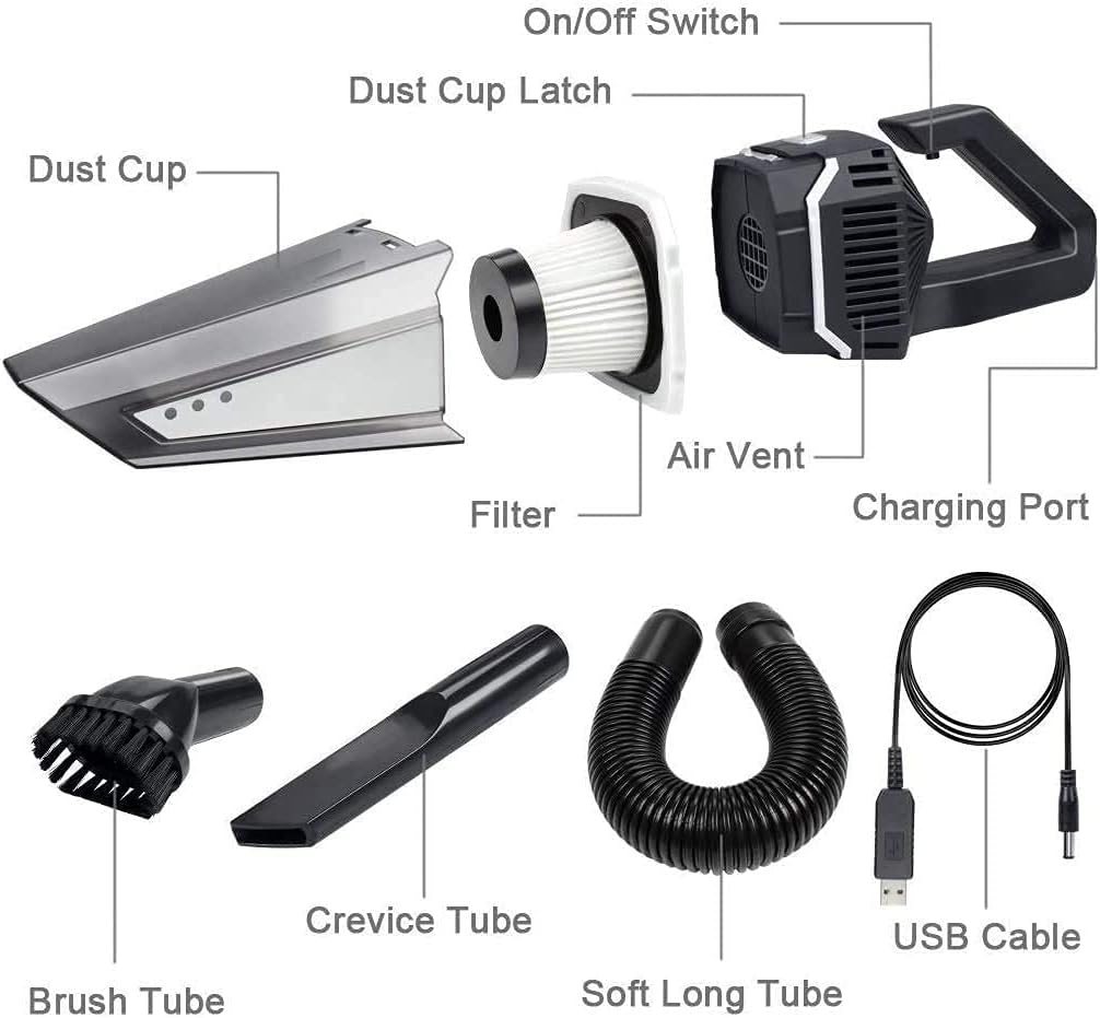 Handheld Vacuum Cordless, Portable Handheld Vacuum Cleaner Rechargeable, Powerful Suction, Wet Dry Vacuum for Pet Hair, Home and Car Cleaning