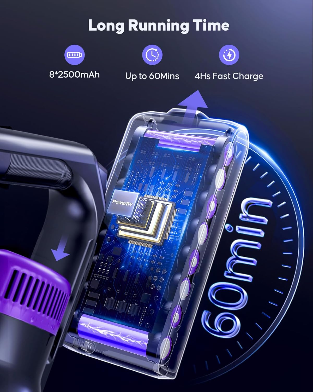 Cordless Vacuum Cleaner, 550W 45KPA Cordless Stick Vacuum Cleaner with Rechargeable Battery, Anti-Tangle Brush, Build-in Aromatherapy, Handheld Vacuum Cleaners for Home/Pet Hair/Carpets/Floors