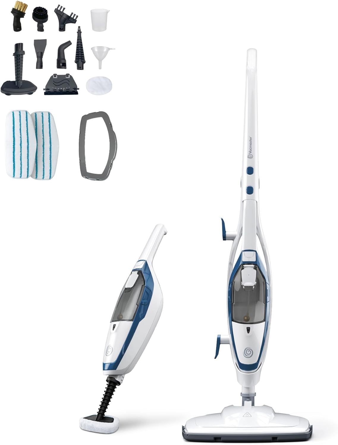 Vacmaster SMF1501 2-in-1 Steam Mop for Floor Cleaning with Detachable Handheld Steamer, Quick-Heating & Lightweight for Hard Floors, Carpets, Tiles and Upholstery