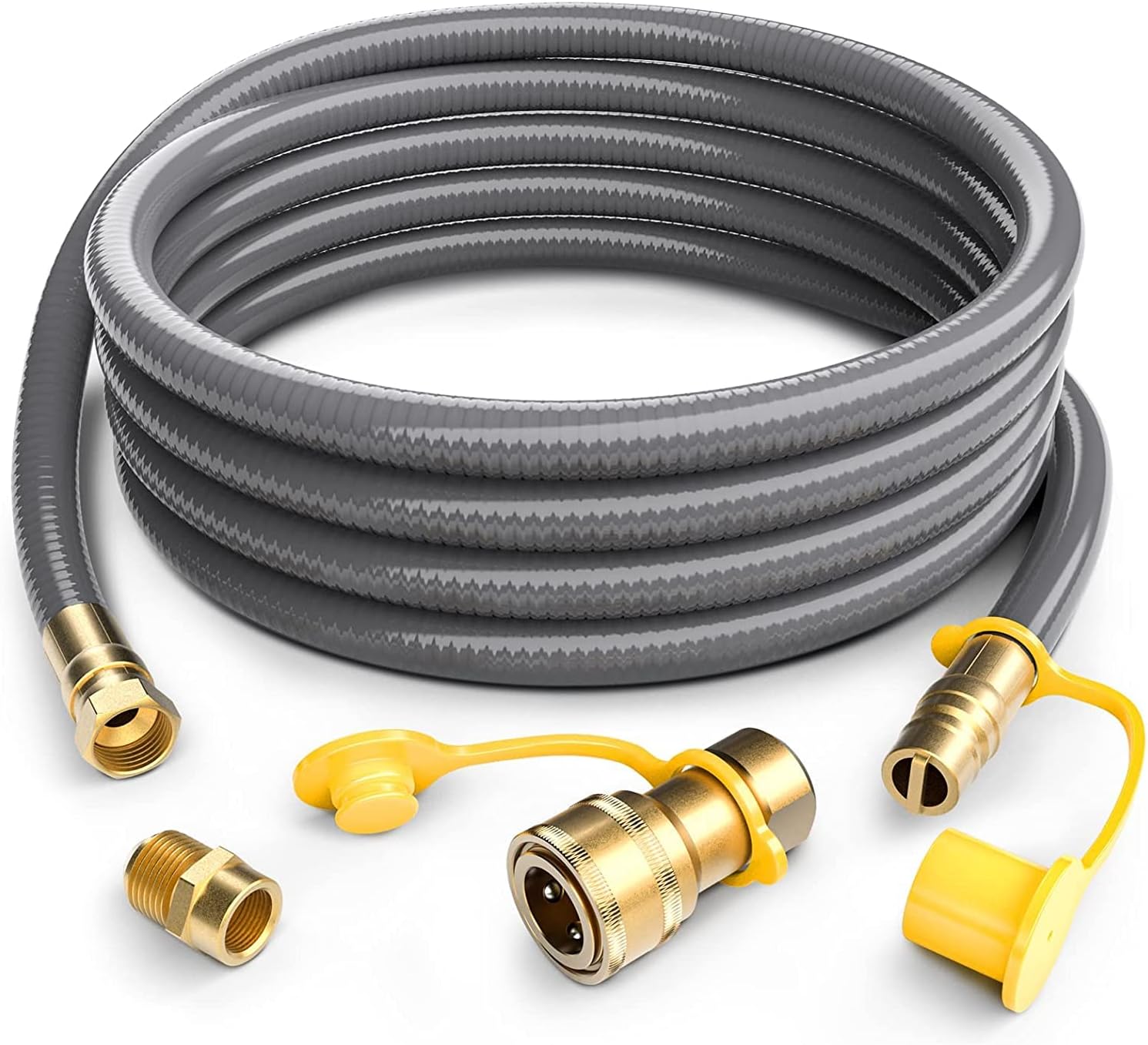 12FT 1/2 inch Natural Gas Hose with Quick Connect Fittings, Natural Gas Conversion Kit for Grill, Propane Hose for Fireplace, Heater, Burner, Grill, Generator - CSA Certified
