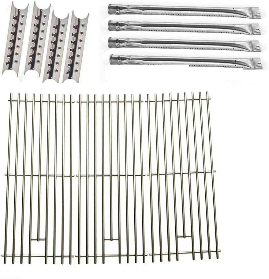 Grill Parts Zone Brinkmann 810-8410-S Replacement Kit Includes 4 Stainless Heat Shields, 4 Stainless Burners and Solid Stainless Grates