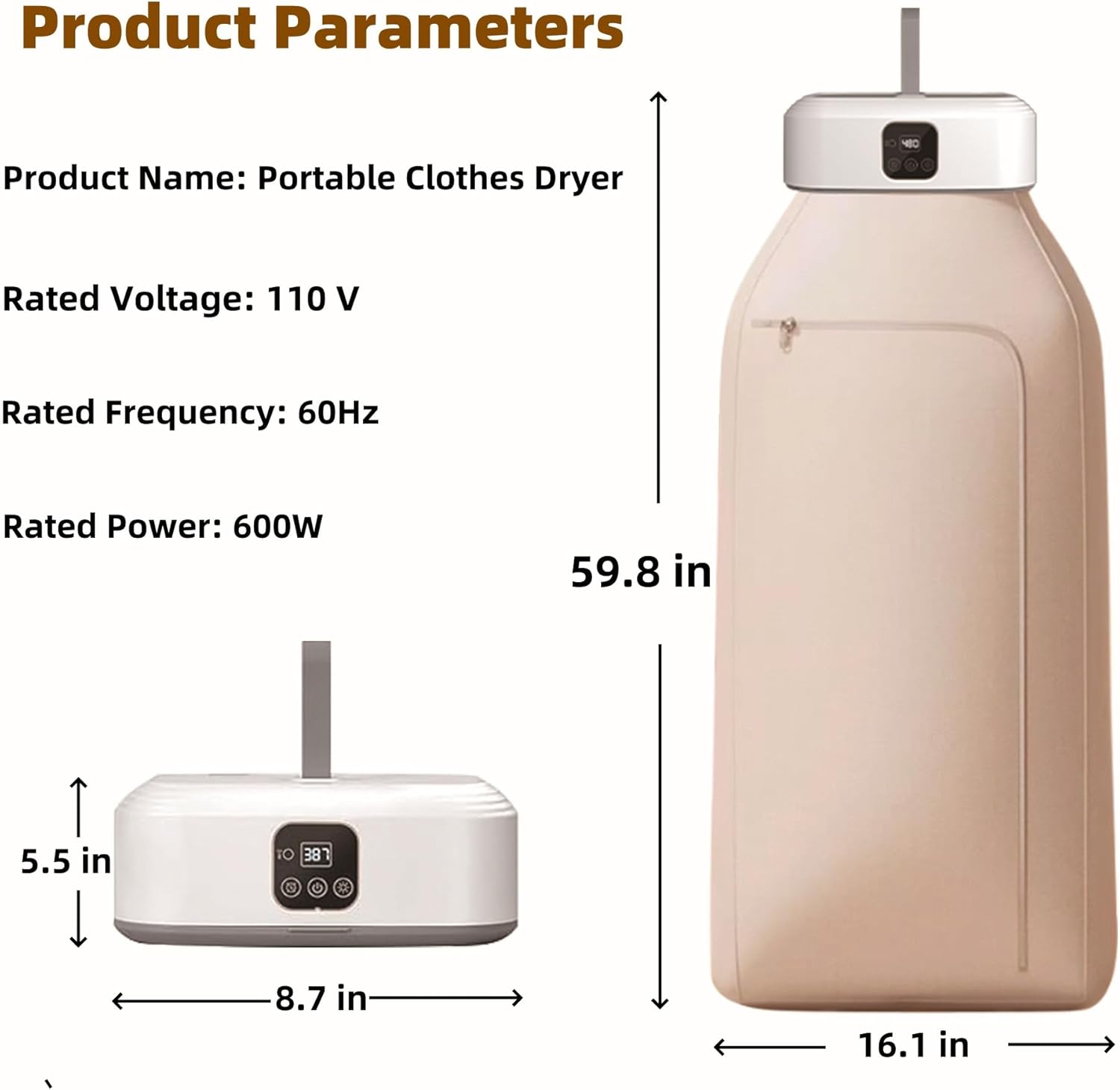Upgraded Portable Clothes Dryer,Portable Dryer for Apartment RV Family Trip,Compact Foldable Mini Electric Laundry Dryer Machine with Dryer Bag，Compact Electric Dryer for Light Clothing, ETC