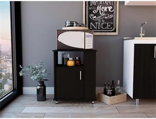 Tuhome Modern Engineered Wood Black Kit Lower Microwave Cabinet