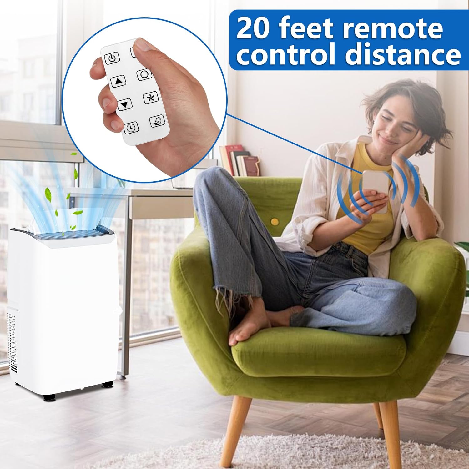 12000 BTU Portable Air Conditioner - 3 in 1 Cooler with Dehumidifier & Fan, Quiet, Cools Up to 550 sq. ft, Easy Install Kit, 24H Timer, Remote Control, LED Display, for Home & Office