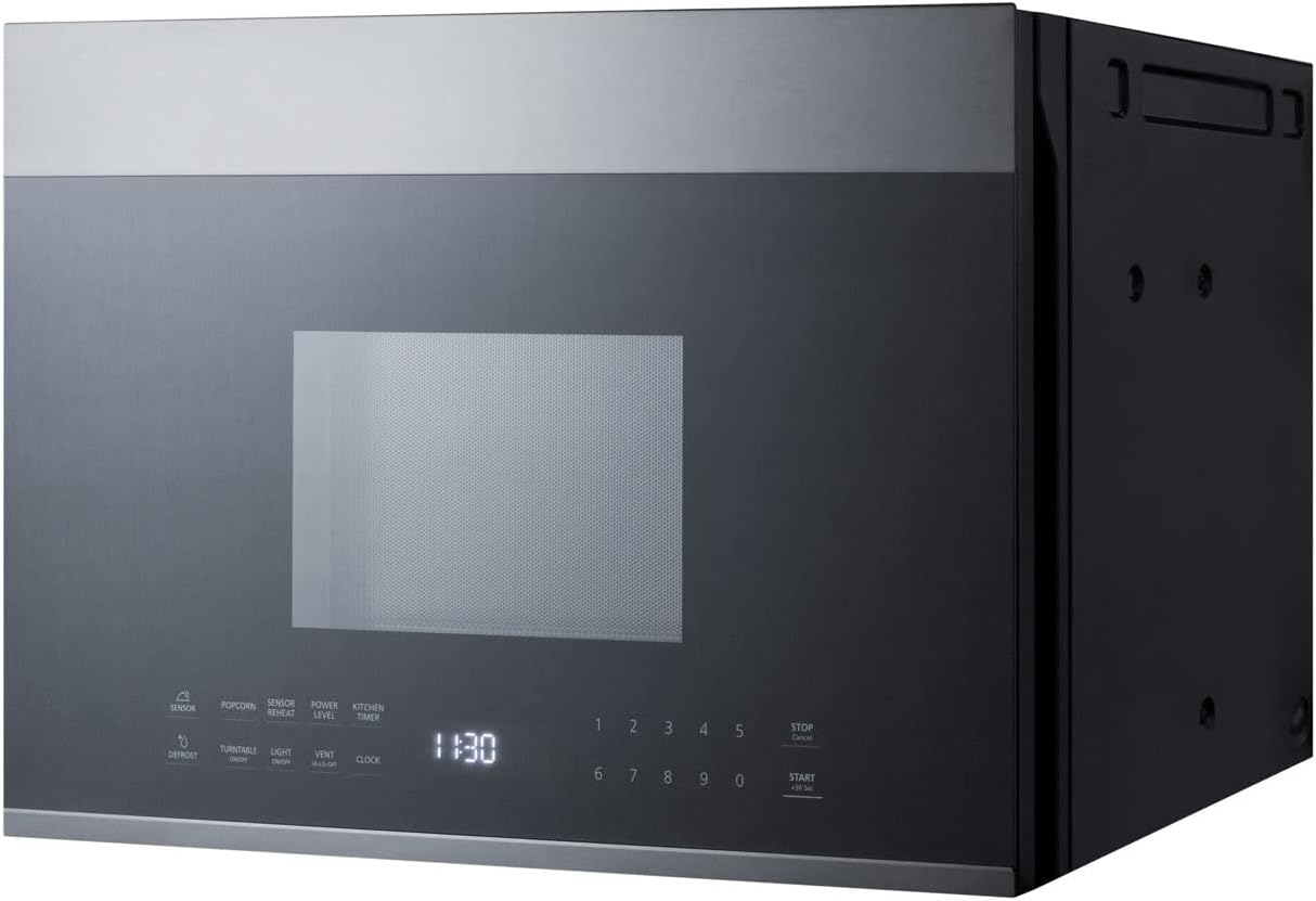 Summit MHOTR24SS 24 Over the Range Microwave with 1.34 cu. ft. Capacity Defrost Option Sensor Reheat Sensor Cook Kitchen Timer 13.5 Turntable in Stainless Steel