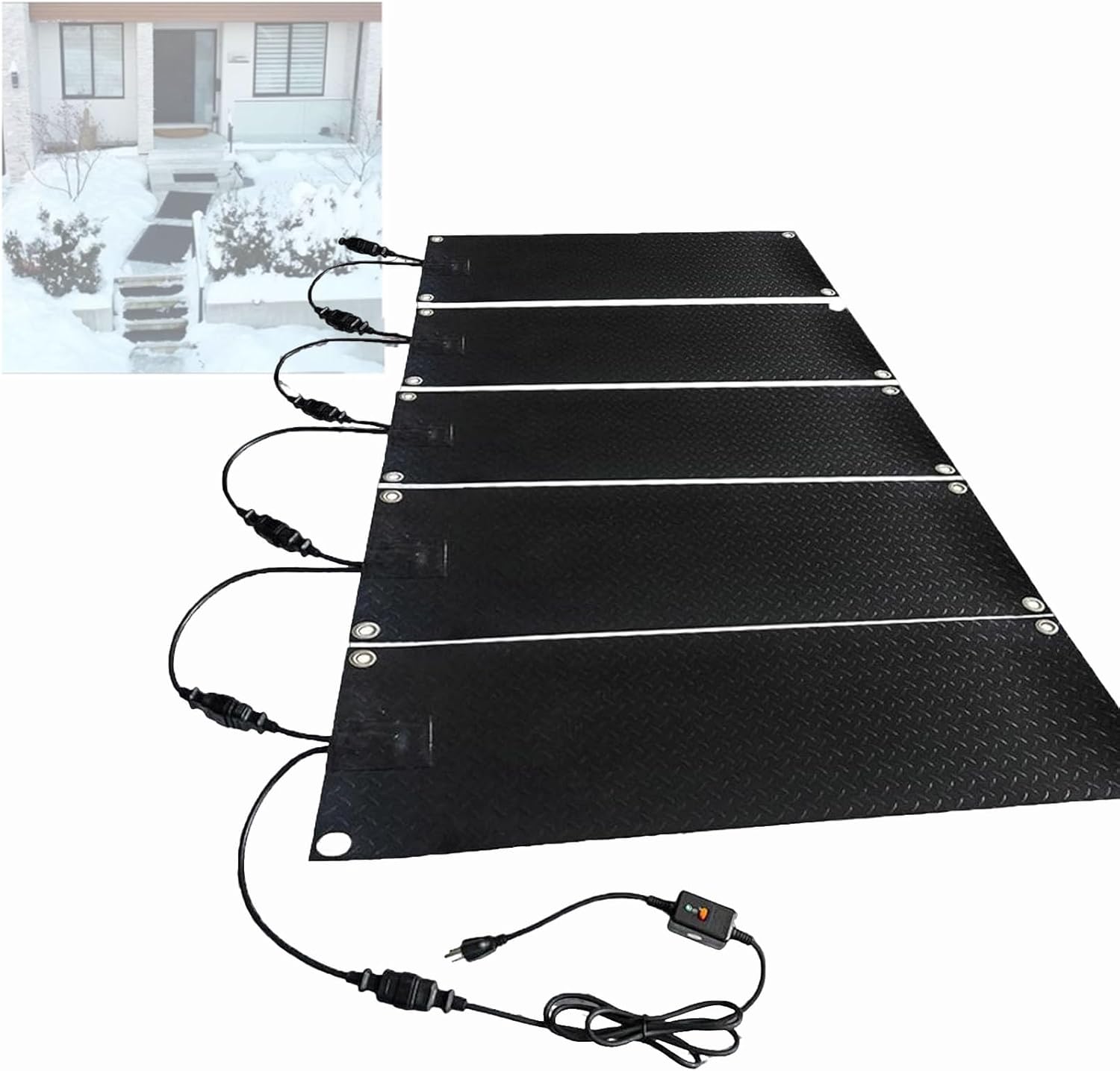 Heated Snow Melting Mat for Outdoor Stairs,No-Slip Heating Stair Heating Mats,Winter Snow Removal, Driveway Heated Mat for Snow