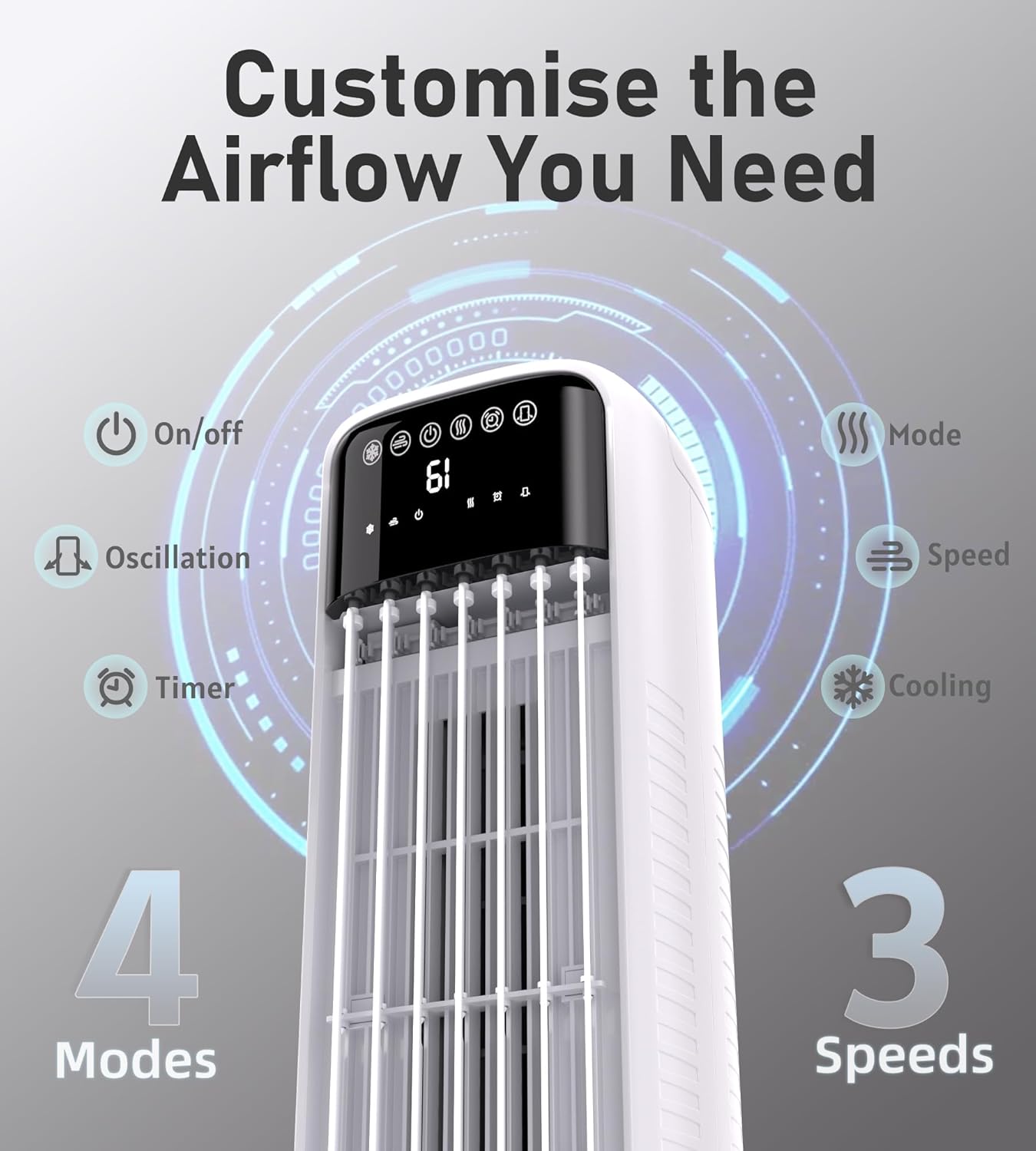 Swamp Cooler Air Conditioner, Evaporative Air Coolers with 120°Oscillating,Windowless Portable Cooling Fan That Blow Cold Air with 24H Timer,3 Speeds Tower Fans for Bedroom Room Indoor,36IN