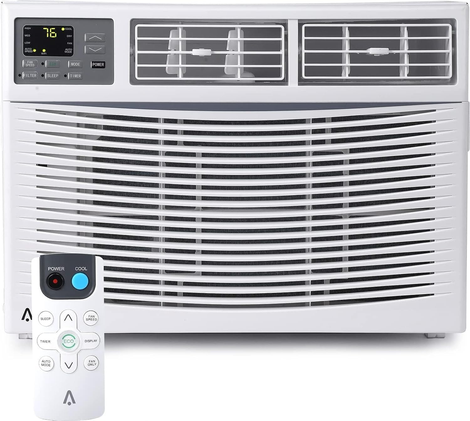 12,000 BTU Window Air Conditioner - Cools 550 Sq.Ft, Energy Efficient ECO Mode, Quiet Operation, 3 Fan Speeds & Auto Restart for Bedroom/Living Room