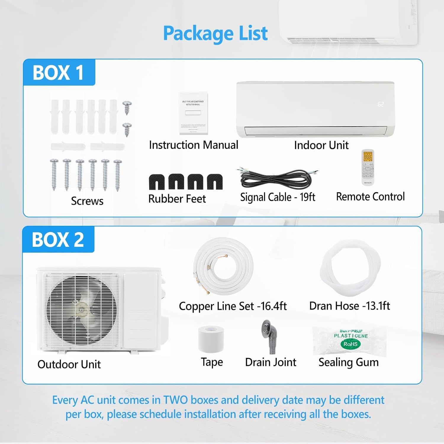 9,000 BTU Wifi Enabled Mini Split AC/Heating System with Inverter, 19 SEER 115V Energy Saving Ductless Split-System Air Conditioner with Pre-Charged Condenser, Heat Pump & Installation Kit