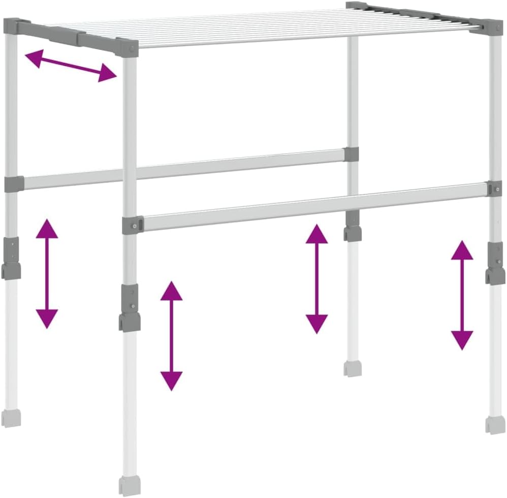 vidaXL - Classic Aluminum Laundry Dryer with Ample and Adjustable Hanging Space, Lightweight and Durable with Self-Protecting Oxide Layer, Easy Assembly Required