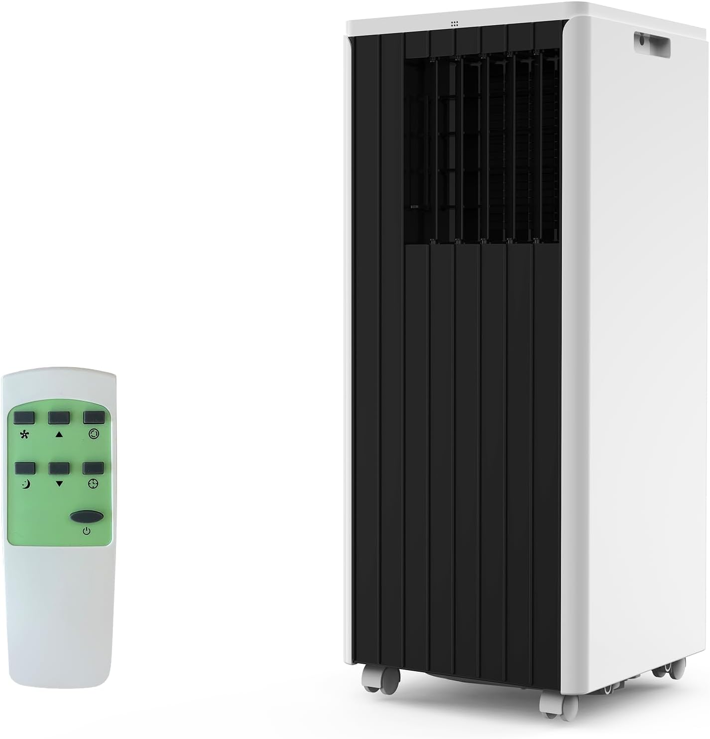 8000 BTU Portable Air Conditioner for Rooms up to 350 Sq. Ft, 3-in-1 Cooling, Dehumidifier & Fan with Quiet Operation, Efficient Cooling, Sleep Mode, 24-Hour Timer & Remote Control, Black & White