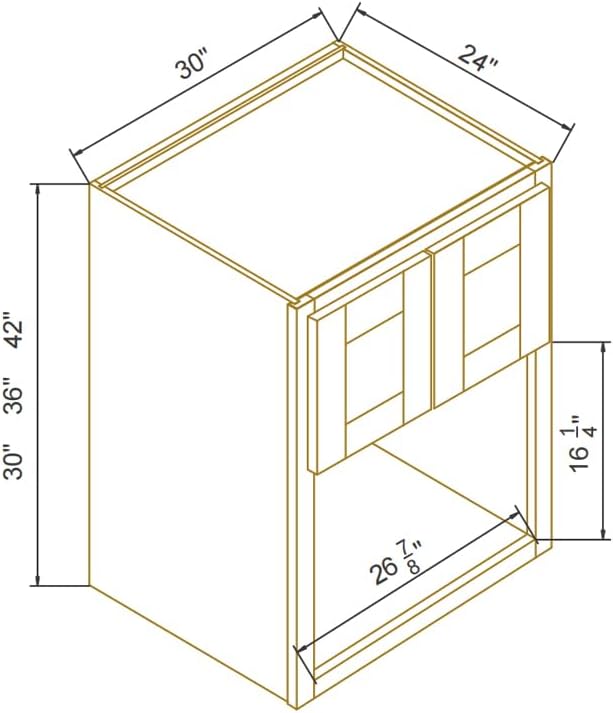 Solid Wood RTA Wall Microwave Cabinet with Open Shelves – Shaker Style, Space-Saving Kitchen Pantry Storage, Durable and Versatile Wall-Mounted Organizer (SK-Grey, 30