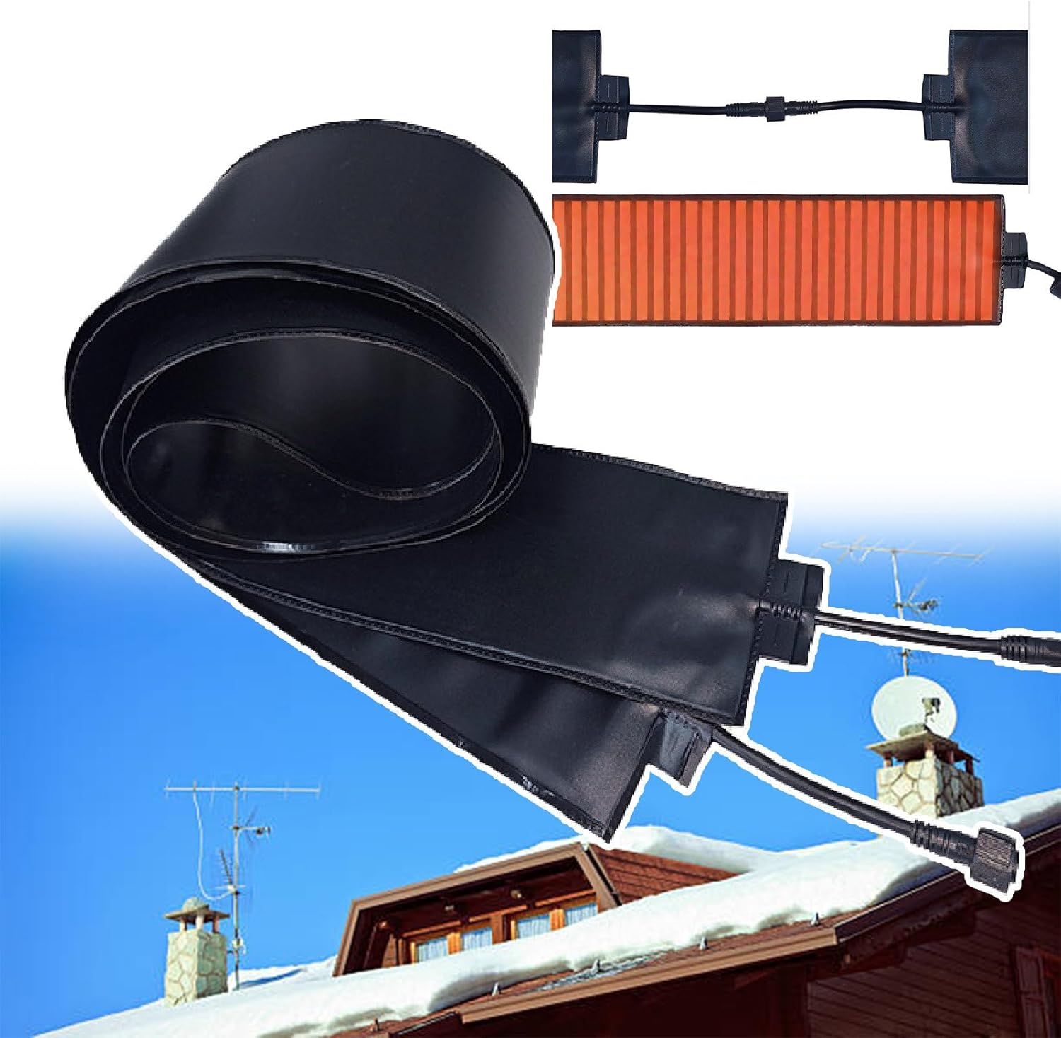 Heated Snow Melting Mats/Outdoor Electric Snow Melting Mats - 12cm Width, Melt 3-5cm Snow/Hour All Weather Protection, -30°C to 50°C, Easy Roll Storage 760cm