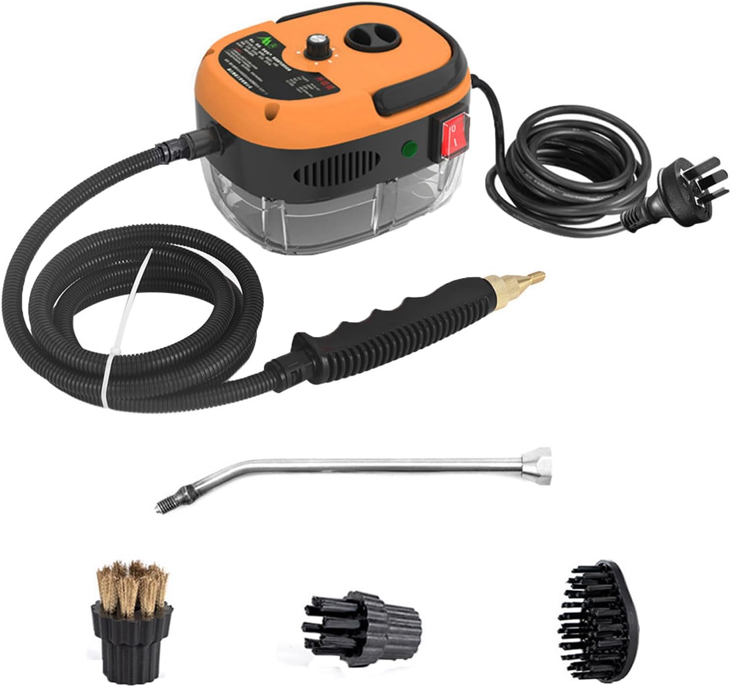 2500W Portable Handheld Steam Cleaner for Home, Car Steam Cleaner with Brush Heads, Quickly Generate High-Temperature Pressurized Steam for Kitchen Furniture Bathroom Car, US Plug 110V (Orange)