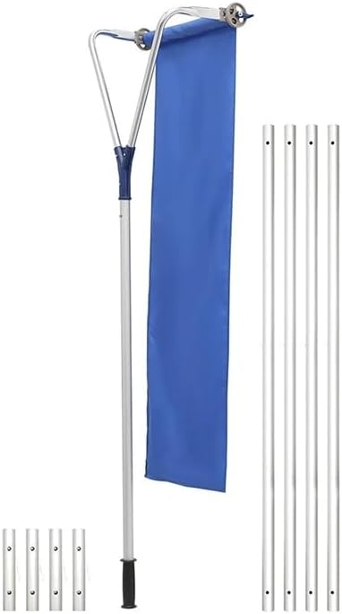 Aluminum Roof Snow Rake Extension Pole Sections with Slide Tarp, Roof Snow Remover for House, Safe Snow Removal Without Climbing