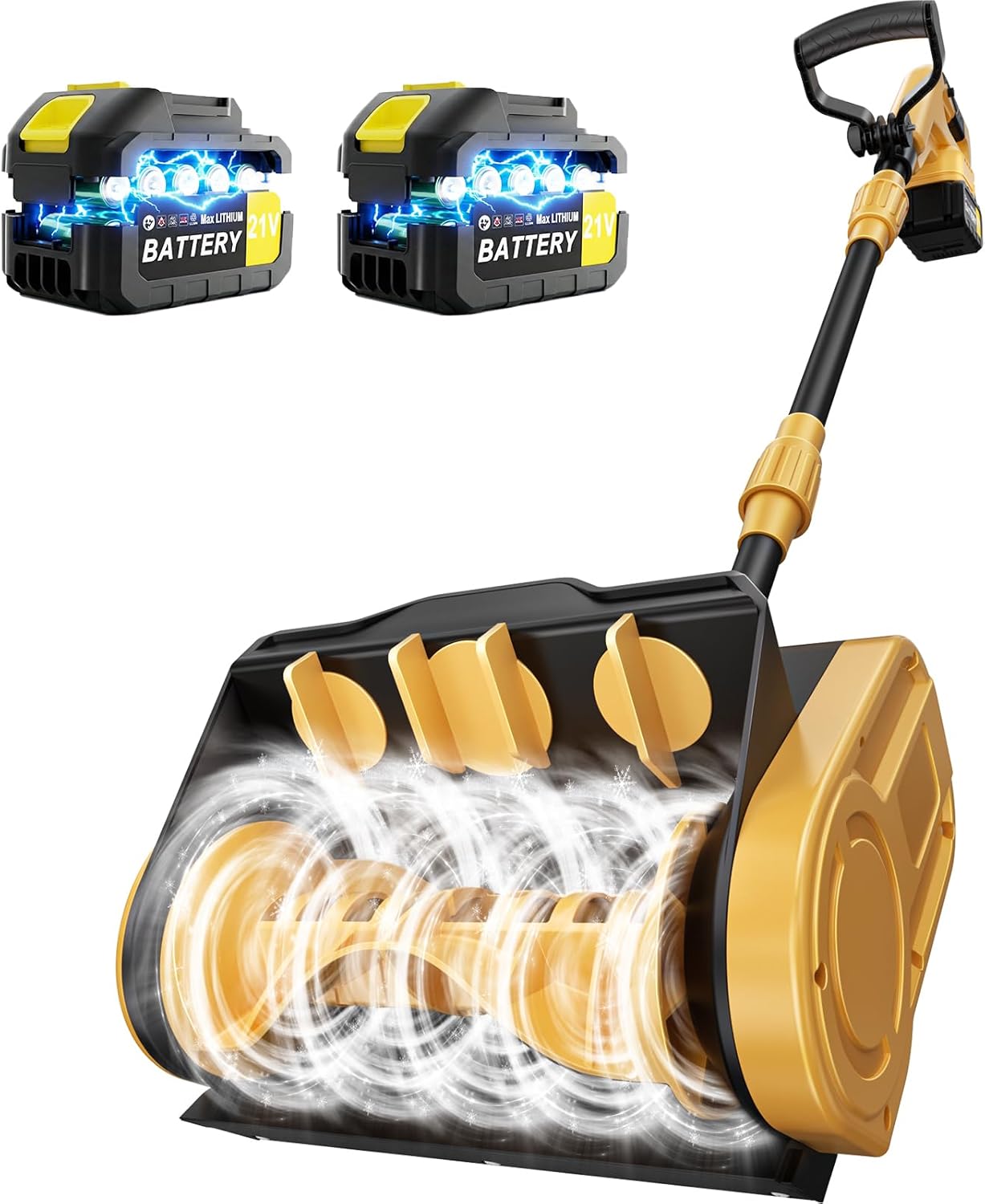 Cordless Snow Shovel Kit with 2 Batteries (4.0Ah) – Lightweight Electric Snow Blower for Seniors with Adjustable Directional Throw – 21V Battery Powered Snow Shovel for Patios, Decks & Steps