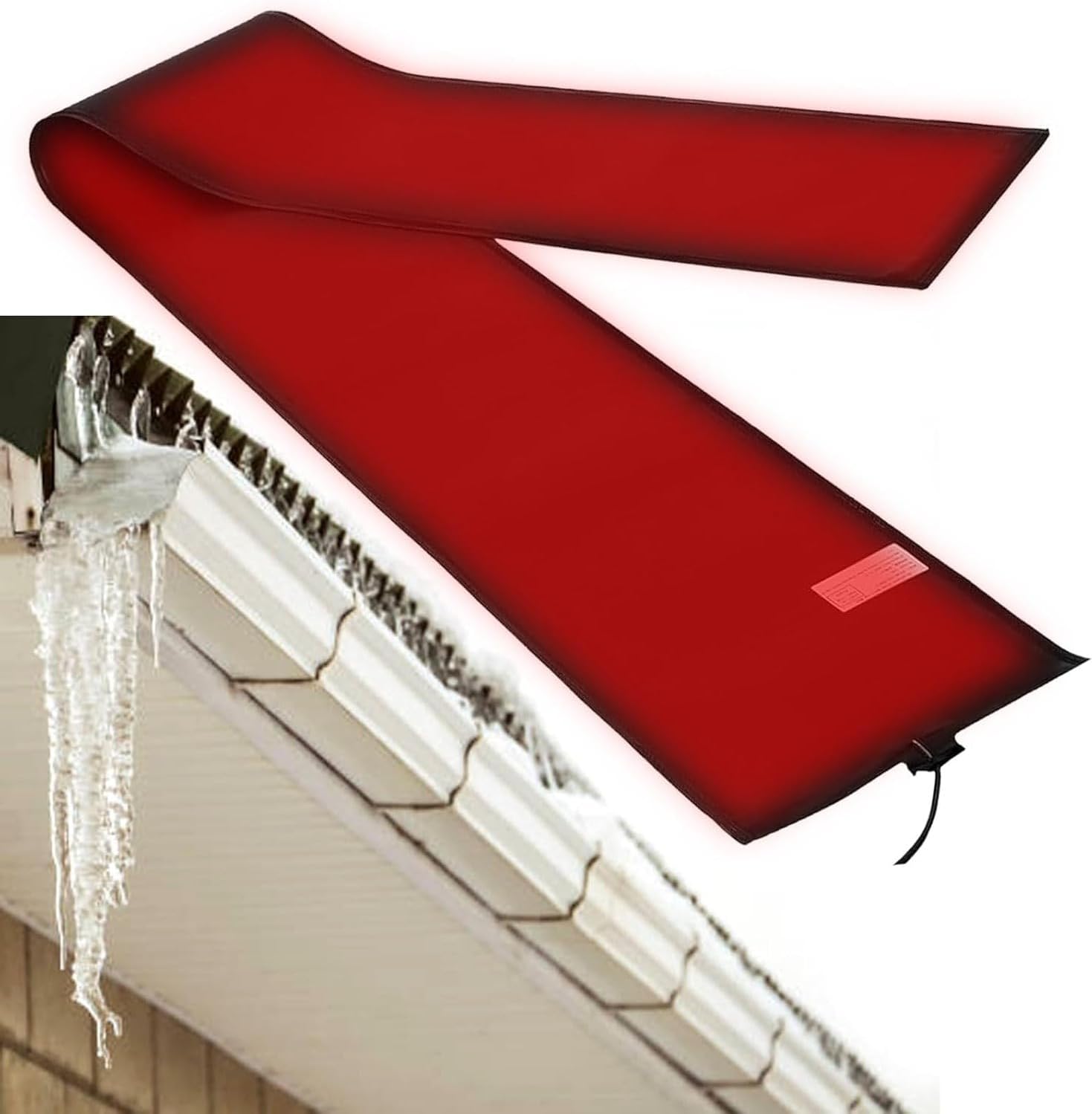 Heated Snow Melting Mats, Flexible Heat Panels for Roof Gutter, 50℃/122℉, Plug-and-Play Ice Melt Pads for Roof & Valley Ice Dams, 360cm/11.8ft