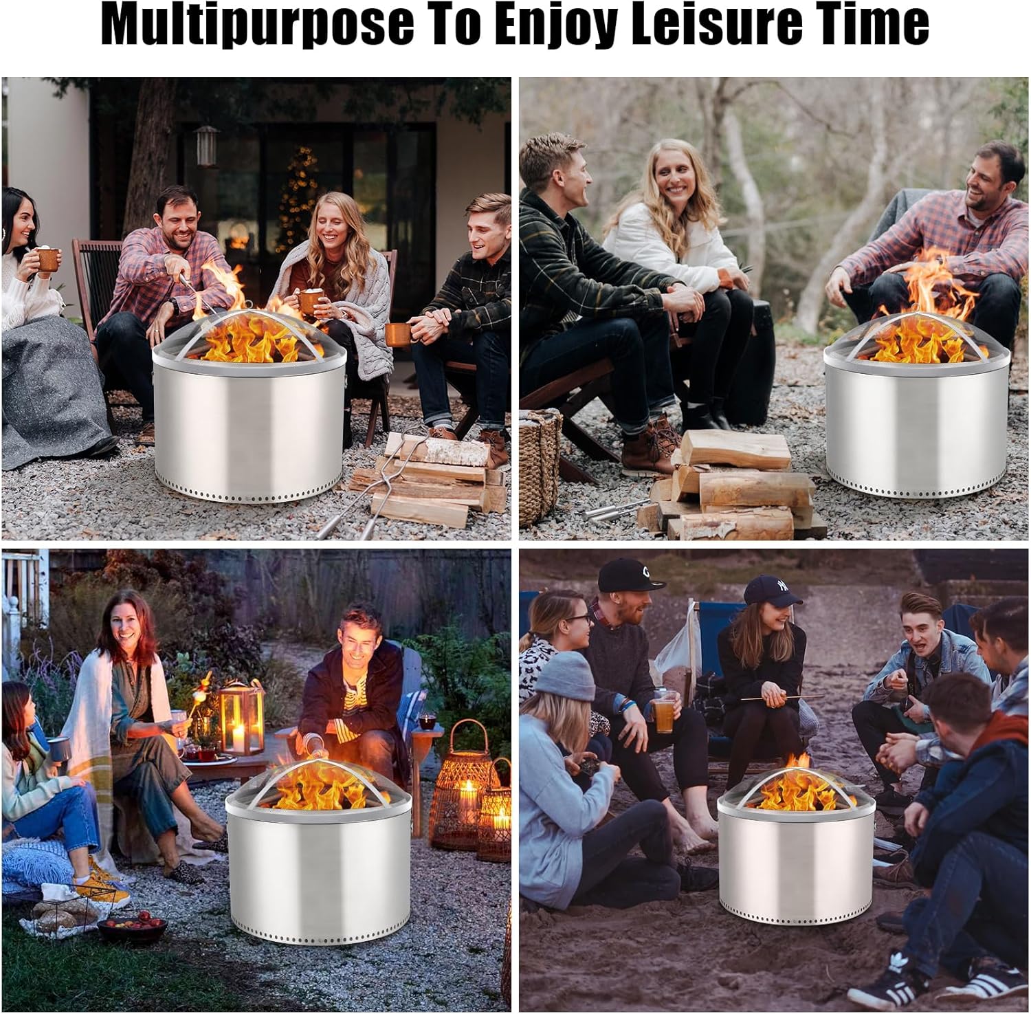 GarveeLife Fire Pit Spark Screen Cover for Campfires - Easy Lift Stainless Steel, Mesh Protector, Guide Rod Included, Outdoor Patio & Backyard Accessory, Silver，18 * 18 * 5 in