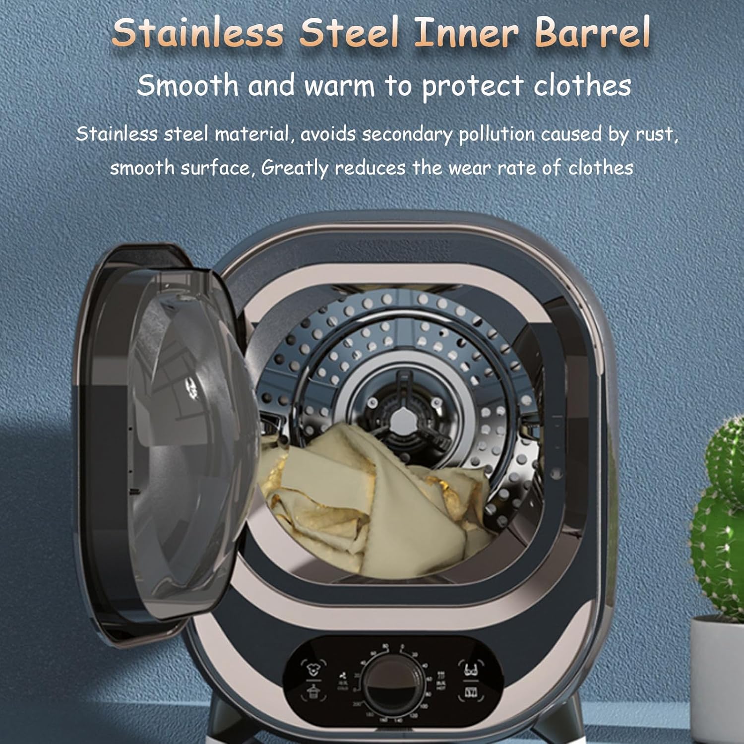 Small Tumble Dryer, Portable Tumble Dryer, Vented Tumble Dryer, 0.8kg Capacity, for Counter Top or Wall Mounted Use, Compact, Mini Spin Dryer,Green (Green)