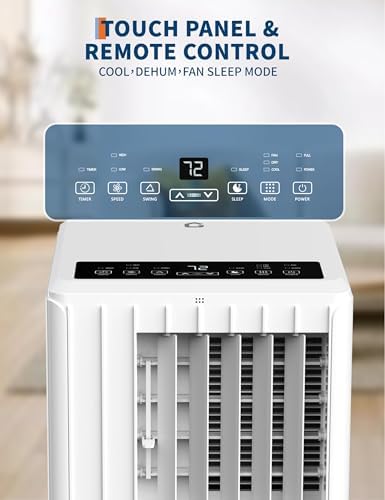 Portable Air Conditioner 8000 BTU, 3-in-1 AC Unit with Fan, Dehumidifier, Air Conditioner for Bedroom Cools Rooms Up to 350 Sq.Ft, Indoor Quiet AC Unit, Easy Installation Kit Included, White