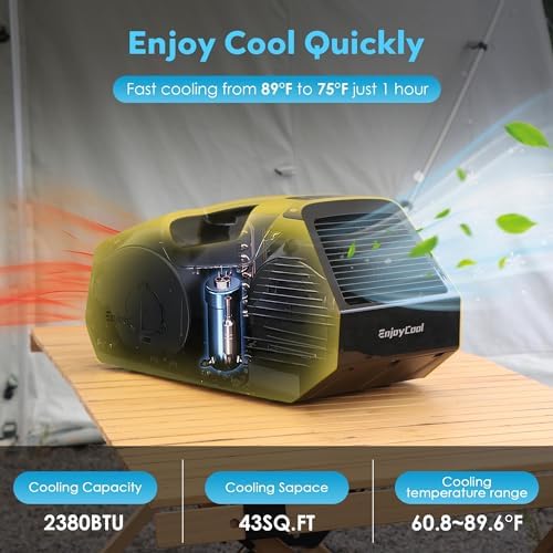 2380BTU Camping Air Conditioners - 14lb Tent Air Conditioner with Remote Control, Portable ac for Truck Outdoor/RVs/Fishing or Pet (Battery Not Included)