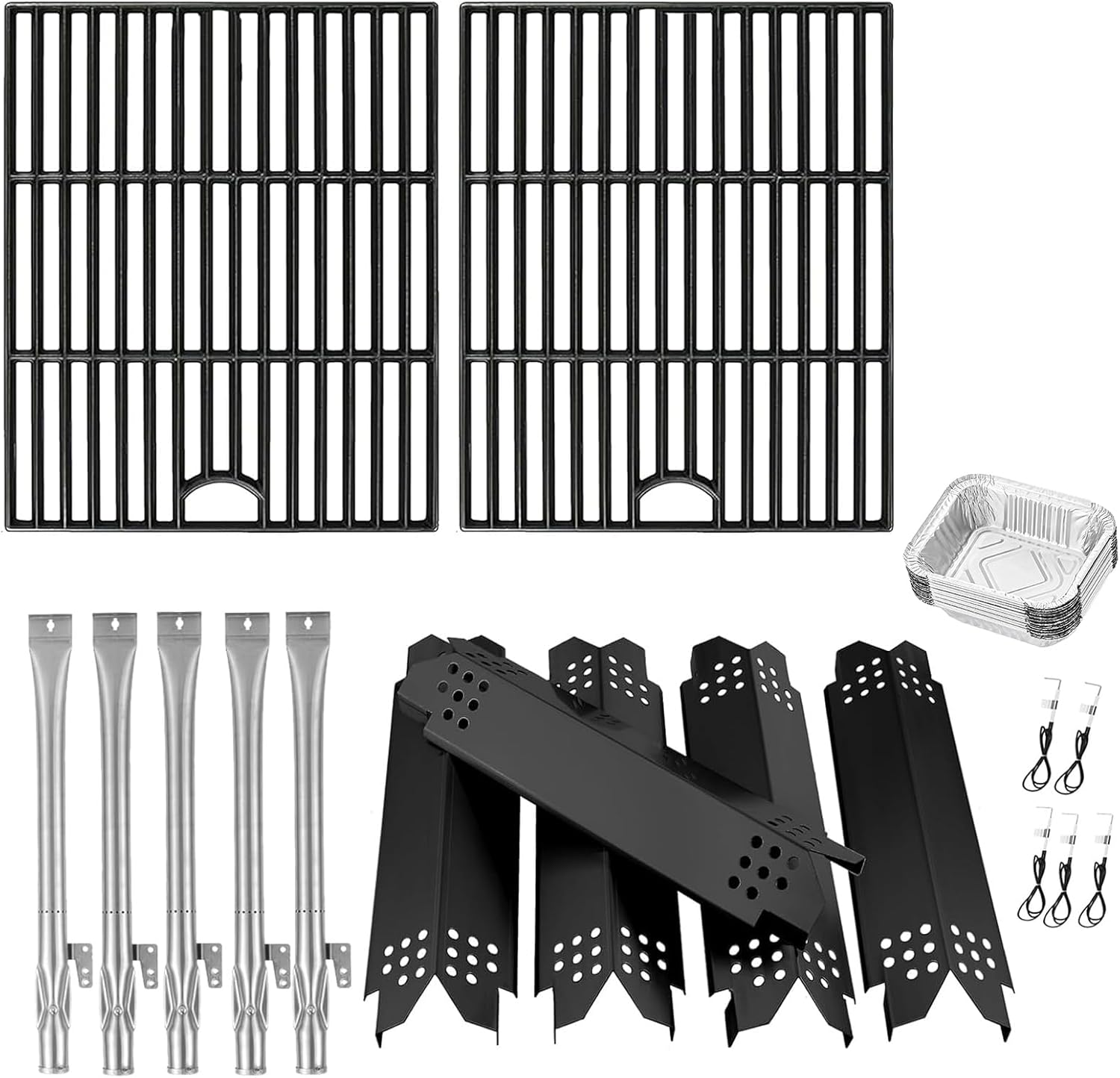 Replacement Parts Kit for Nexgrill 5-Burner 720-0888 720-0888N 720-0888A, 4-Burner 720-0830H 720-0830, Cooking Grate, Grill Heat Shield and Burner Kit for Nexgrill Replacement Parts