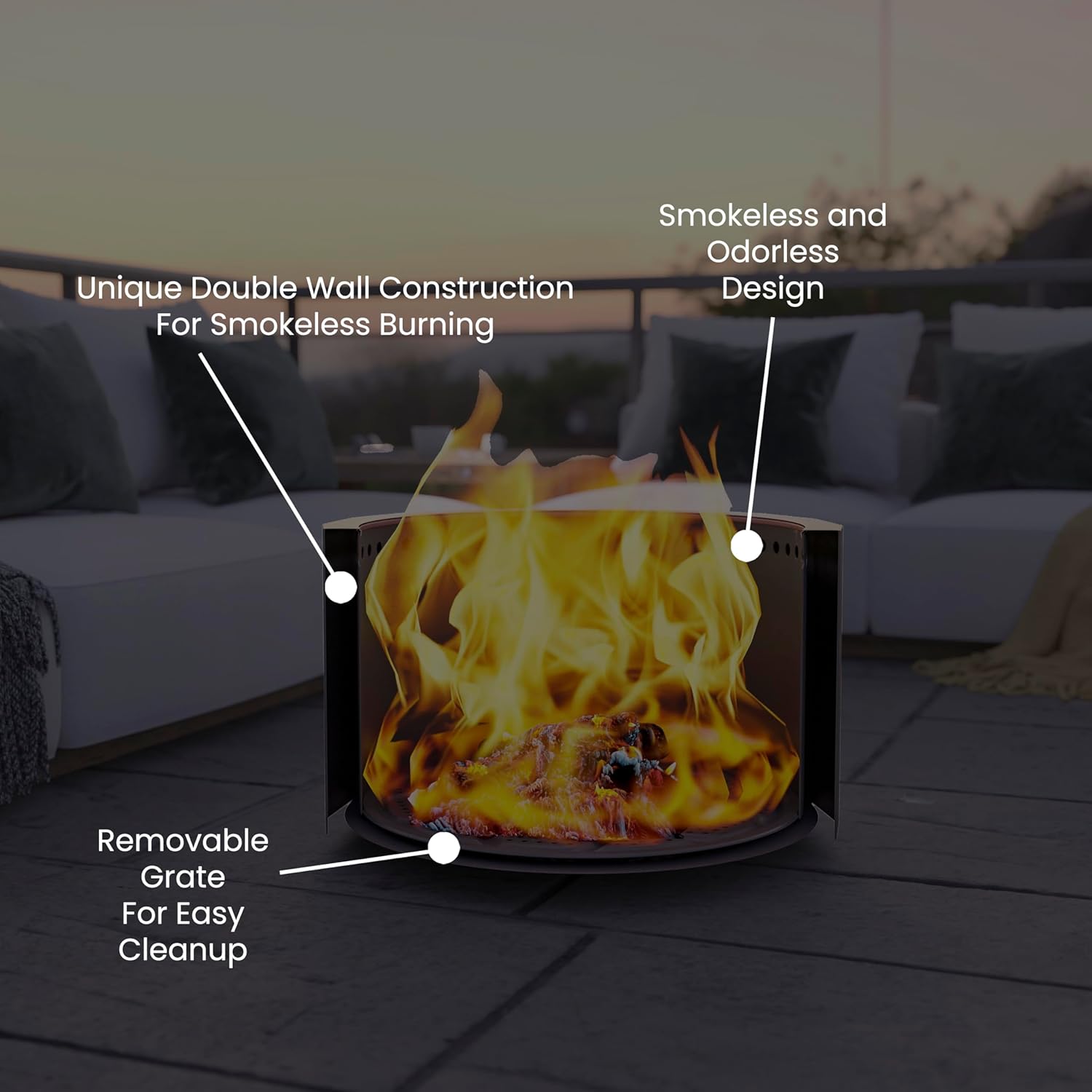 EMMA + OLIVER Hestia Portable Smokeless Firepit - 27