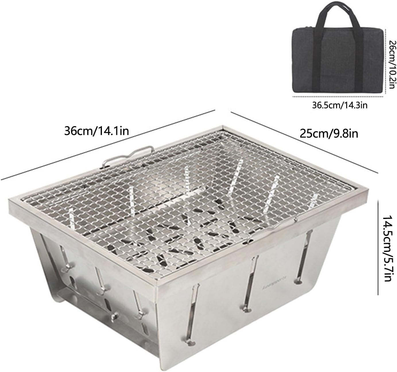 Outdoor fire pit, Folding Tabletop Stove, Portable Camping Grills with Storage Bag, 304 Stainless Steel Outdoor Camping Grill, Portable All-in-One Woodstove, for Camping Bonfire Picnic Outdoor Heating