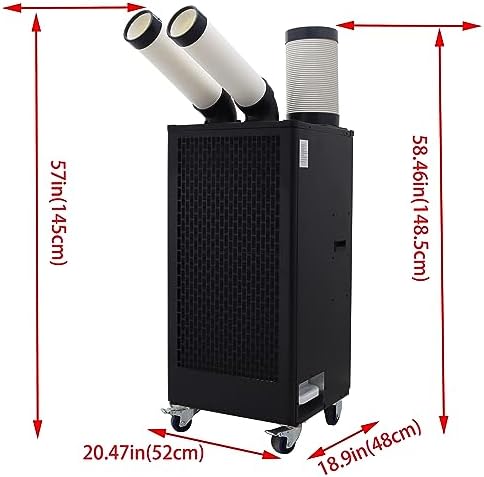 INTSUPERMAI Industrial Air Conditioner Mobile Spot Cooler Air Conditioner Workshop Post Cooling Mobile Air Conditioners Mobile Outdoor Cooling Aircon Two Outlets Mobile Outdoor Cooling Aircon 220V