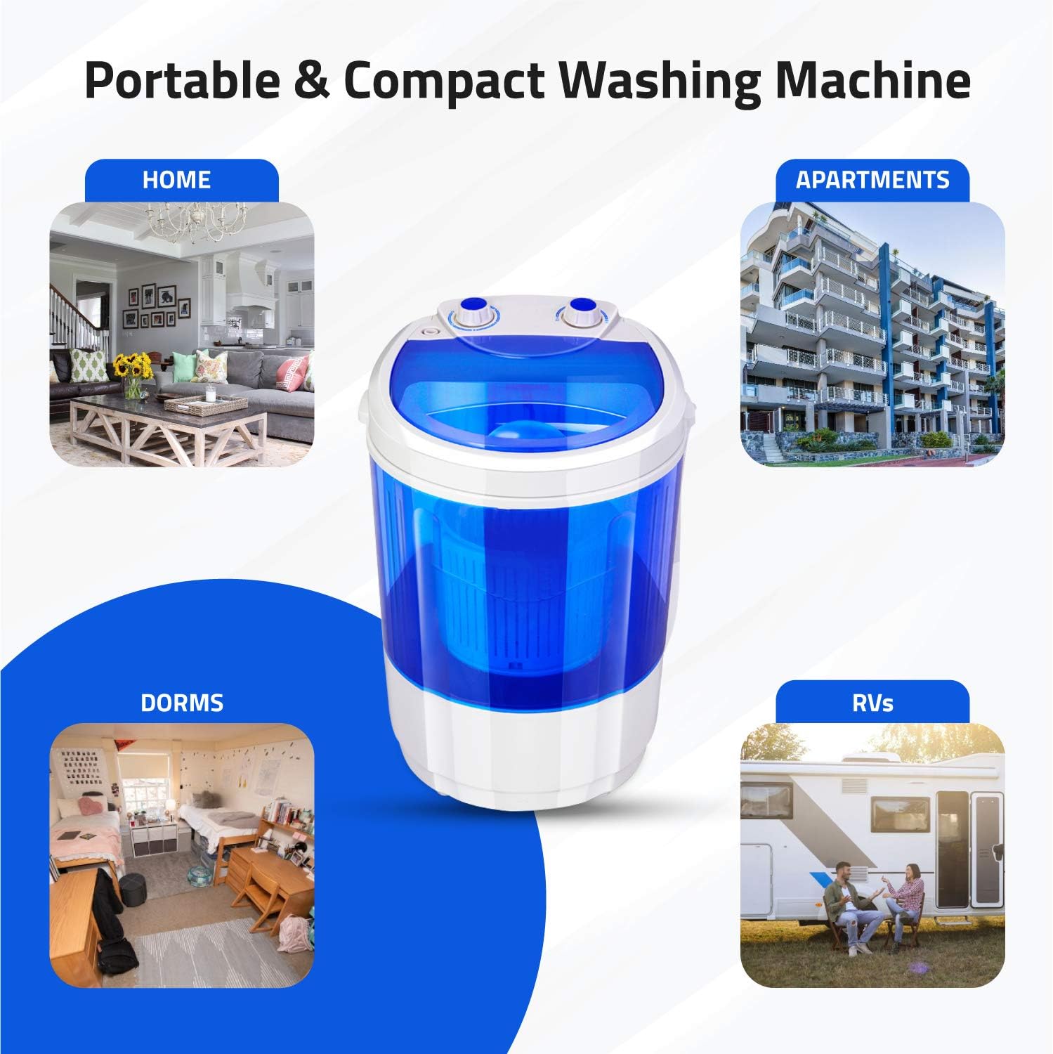 Portable Single Tub Washer - The Laundry Alternative - Washing Capacity Less Than 1.2Kg - Portable Clothes Washer For Small Clothes Like Socks, Undergarments Etc - Travel Washing Machine