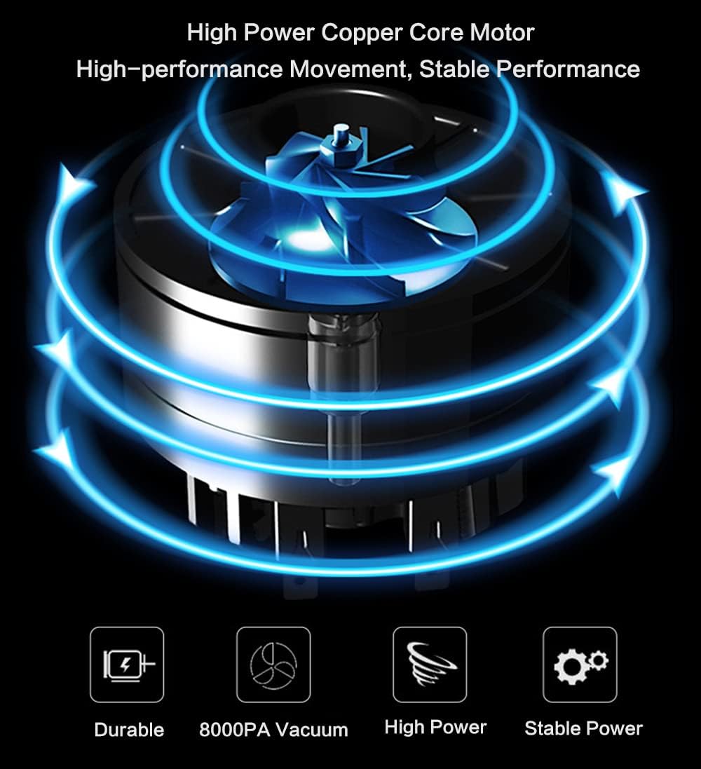 Handheld Vacuum and Blower Cordless, 8000Pa Strong Suction Car Vacuum Cleaner and Blower, Air Duster, Portable Rechargeable Powerful Car Vacuum Cordless Air Blower for Car, Computer, Pet Hai