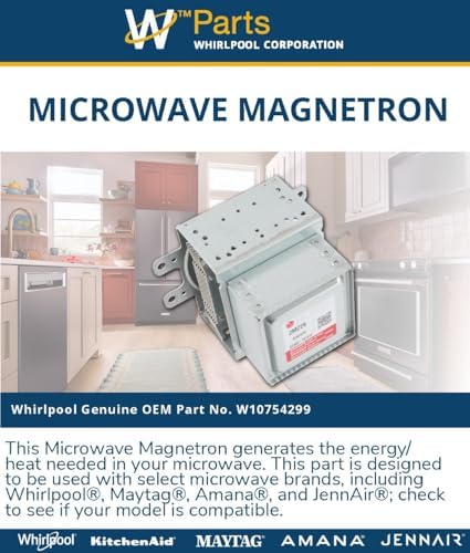 Whirlpool W10754299 Genuine OEM Microwave Magnetron Replacement Part - Replaces 8206341, W10210845, W10216360, and W10496310