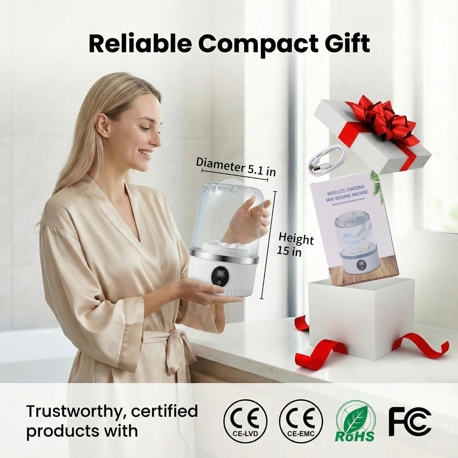 Underwear Washing Machine, BPA-free Portable Mini Washer for Socks, Baby Clothes, Cordless Small Laundry Cup for Travel, Dorm, Apartment, RV, Camp, Kids