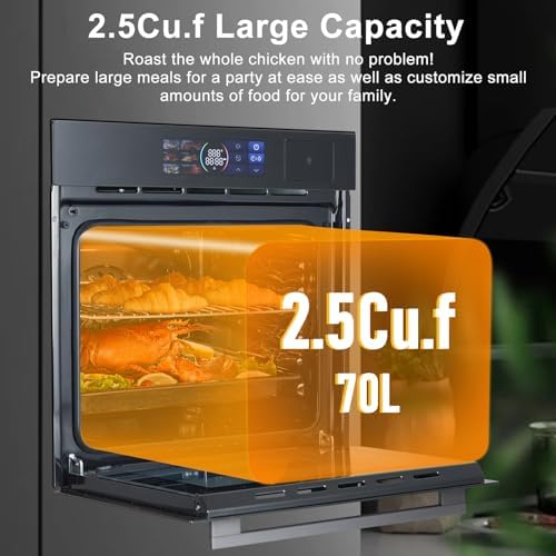 Single Wall Oven, 2.5 Cu.ft Smart Oven with Color LED Display Touch Control, 24