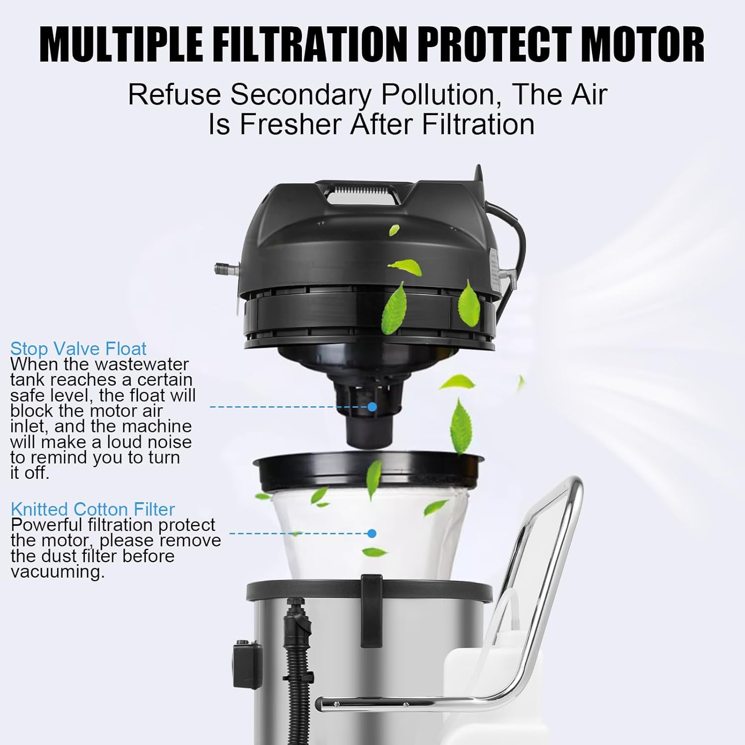 Commercial Carpet Cleaner Machine, 60L/15.85Gal Stainless Steel Spraying&Suction Upholstery Cleaning Machine with 6 Suction Heads for Area Rugs Couch Curtain Car Detailing Deep Cleaning(No Steam)