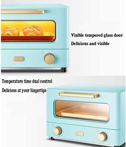 oven mini oven air fryer oven 12L Mini Oven,Electric Cooker and Grill, Home Baking Small Oven Timer Double Glass Door Top and Bottom Heat1000W Convection Countertop Toaster Oven (Blue) (White) Toast